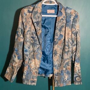 TanJay Women's Blue and Gold Floral Blazer